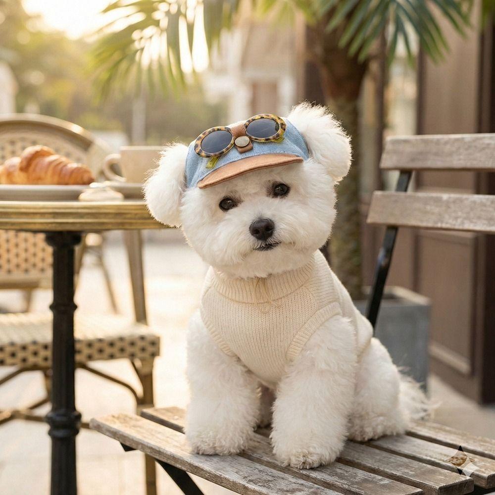 Ohrenlöcher Hundesonnenbrille Baseballkappe Verstellbarer Haustier-Sonnenschutzhut Kleine bis mittelgroße Hunde