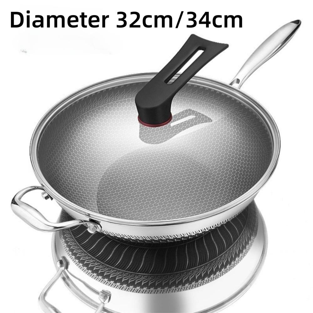 Non Stick 316 Stainless Steel Wok Non Coating Honeycomb Pot Pan Wok  Gas Induction Cooker