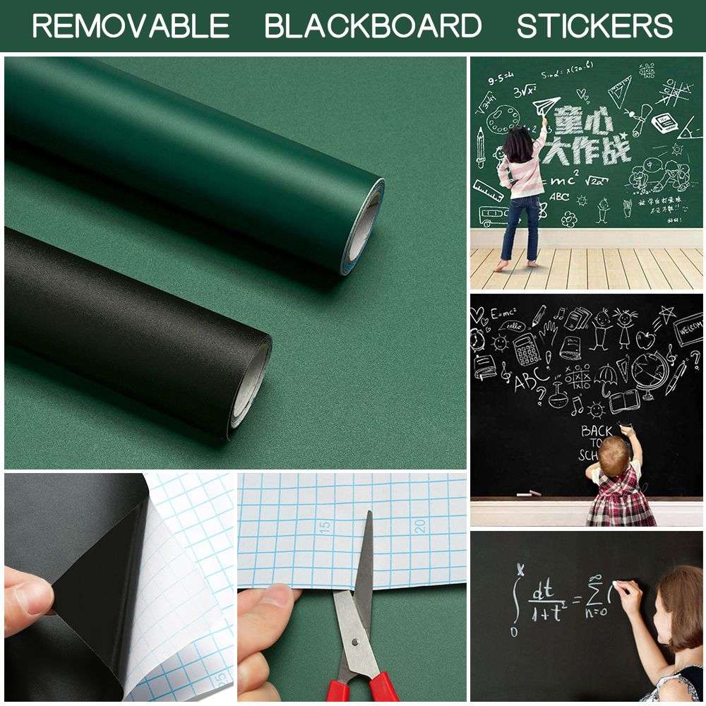 Dikke Zelfklevende Krijtbord Sticker 0,18mm Verwijderbaar PVC Krijtbord Muursticker voor Kinderen Tekenen, Thuis Kantoor Lesgeven