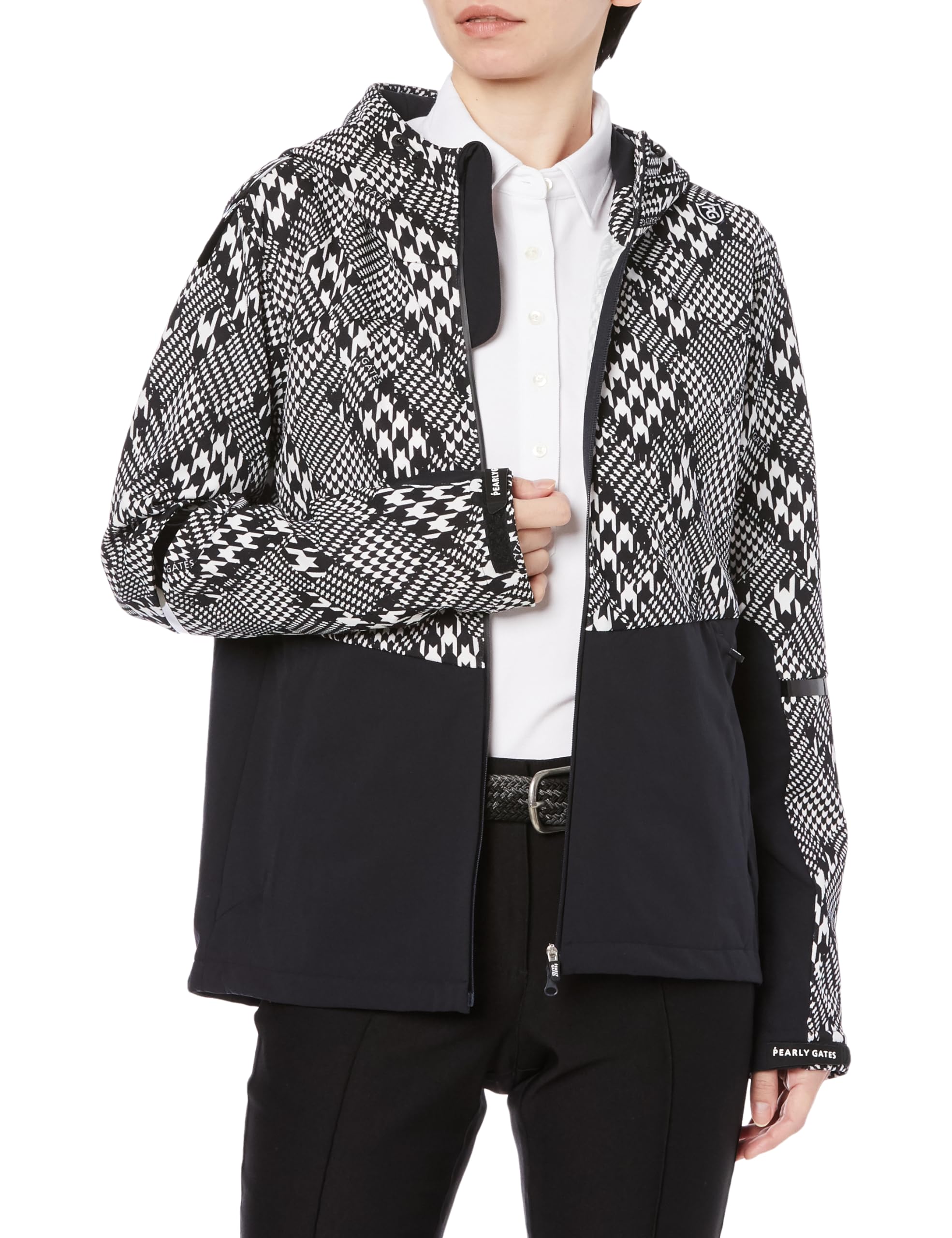 

full zip jacket Golf outerwear x Dark Navy 0 [Pearly Gates] Women s (houndstooth pattern, breathable, set-up possible) / / 055-3220904 031_White [S]