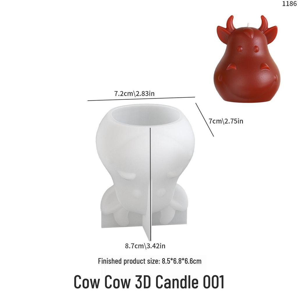 Poppy Crystal Epoxy Resin Cow Head Ornament DIY Candle Silicone Mold