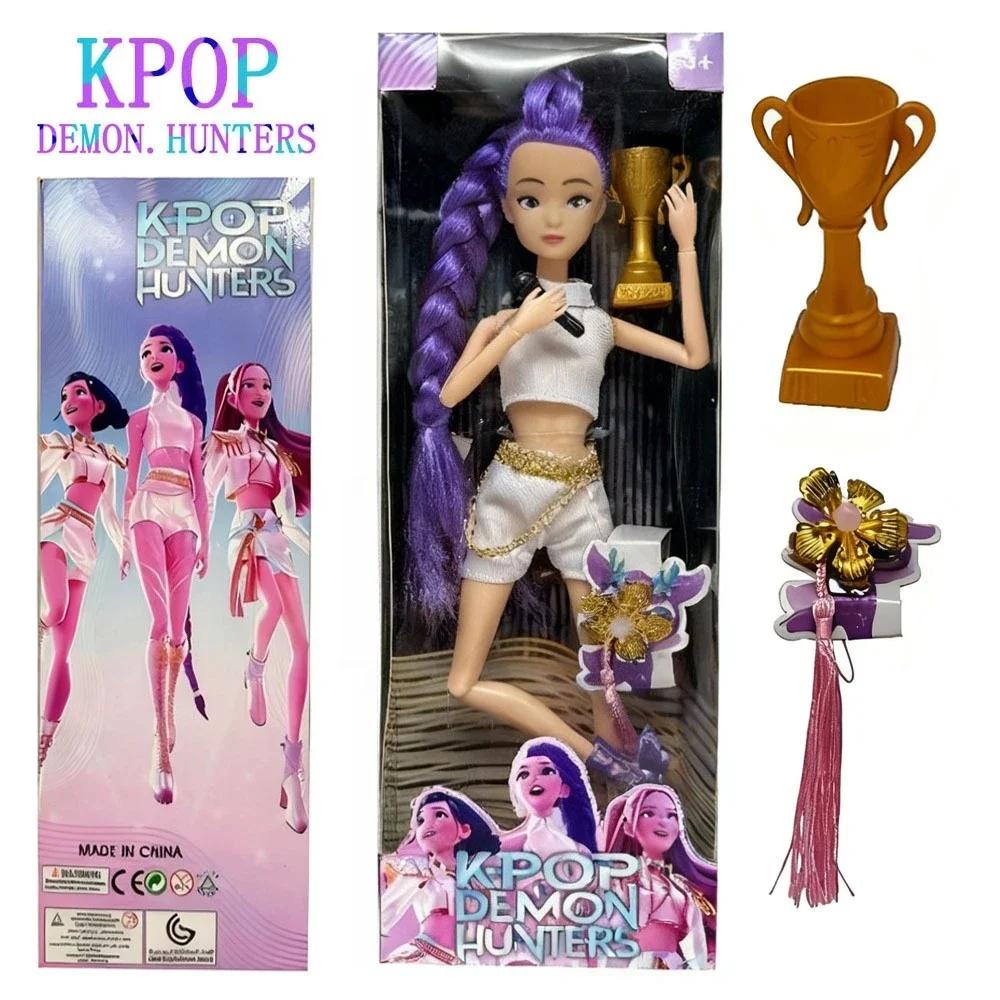Kpop Demon Hunters Action Figure Toy Derpys Tiger Rumi Mira Zoey Sussy with Colorful Lights Theme Song for Fans Christmas Gifts