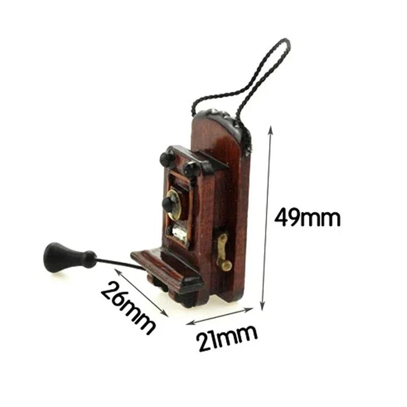 Vintage Style Dollhouse Furniture Accessories for Livingroom Bedroom Kitchen 1:12 Miniature Antique Wall Mount Phone