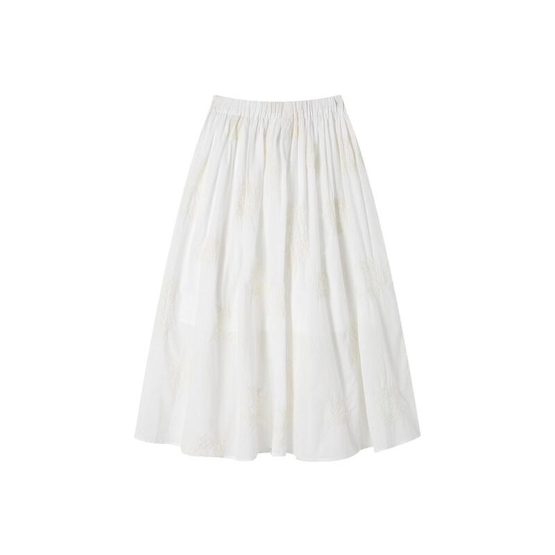 Demana Summer Retro Embroidered Cotton Midi Skirt