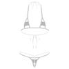 Womens Sheer Micro Bikini Set Halter Bra Top-G string Thong Swimsuit