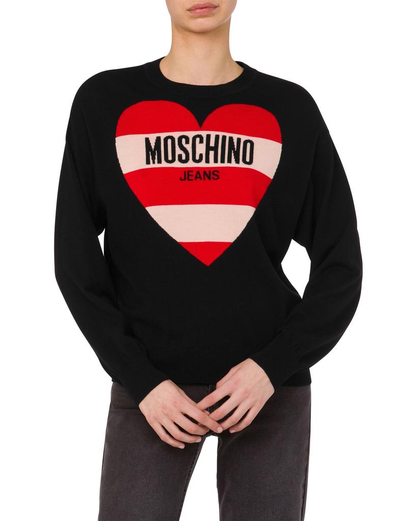 MOSCHINO Jeans Stripe Heart Wool Knit