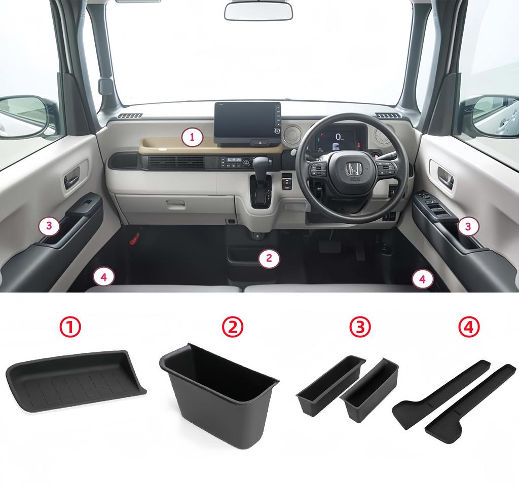 Aobexalt Passenger Seat Open Tray Set for Honda Custom 3rd Generation and Includes Side Door Passenger Seat Open Tray Steering Wheel Storage and Mat