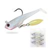 6pcs Spin Spoon Sequins Soft Fishing Lures Jig Head Artificial Baits T Tail Wobblers Swimbait for Trout Bass Shad