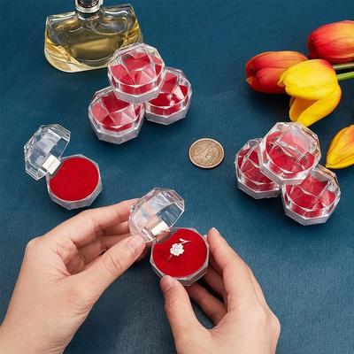 10/20/30pcs Red Transparent Plastic Ring Box, Earring Jewelry Storage Box, Used for Storing Rings, Jewelry Earrings, Proposals