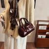 2026 Burgundy Mini Top-Handle Bag for Women Bright PU Leather Crossbody Purse Luxury Designer Shoulder Bag Handbag