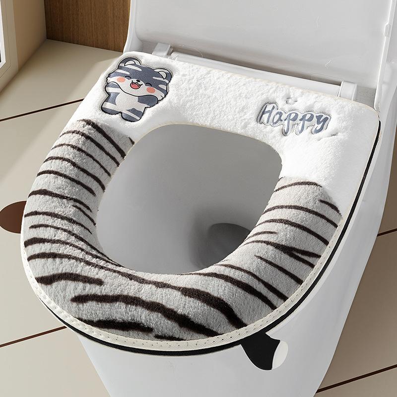 

New cartoon cute household toilet thickened plush zipper toilet trap серый