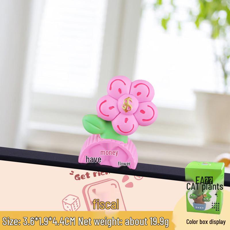 Lucky Money Tree Car Console Decoration - Cute Interior Accessory with Monitor.