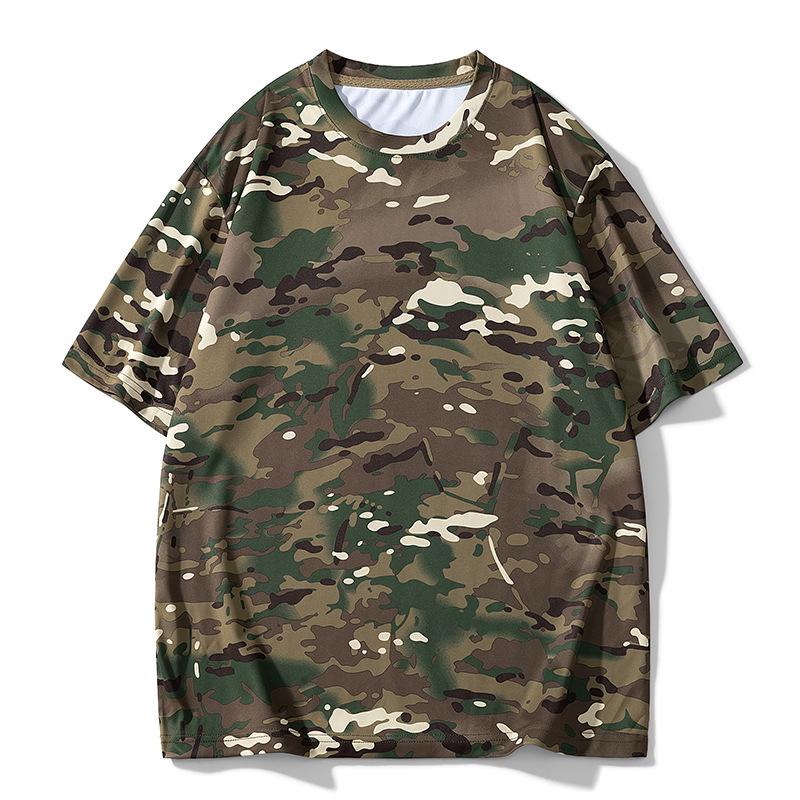 

Чоловіча літня футболка з 3D камуфляжним принтом, з круглим вирізом, швидкосохнуча, з коротким рукавом Large
