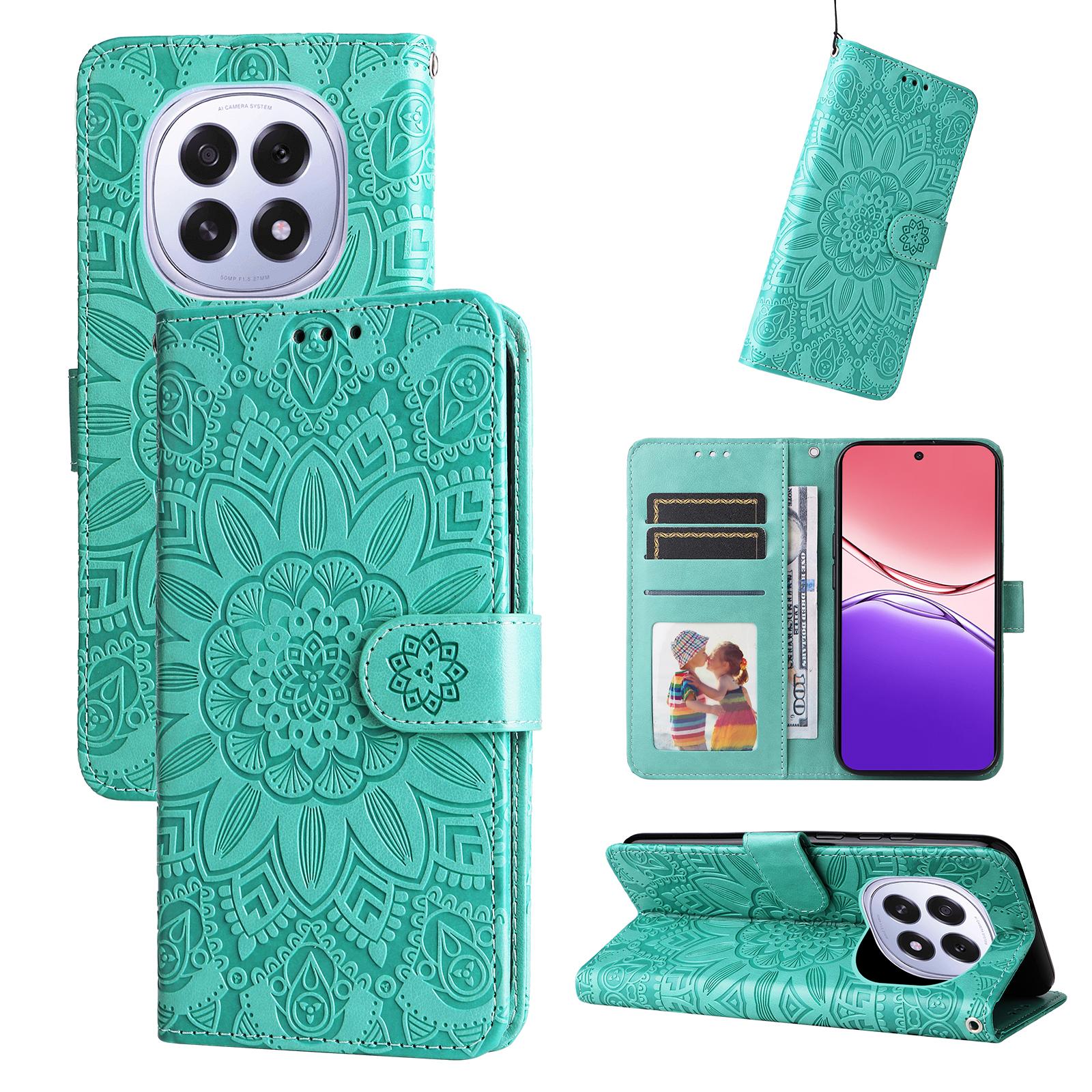 

For Oppo A5 5G/Oppo F29 5G Case Sunflower Imprint Leather Wallet Phone Cover Red