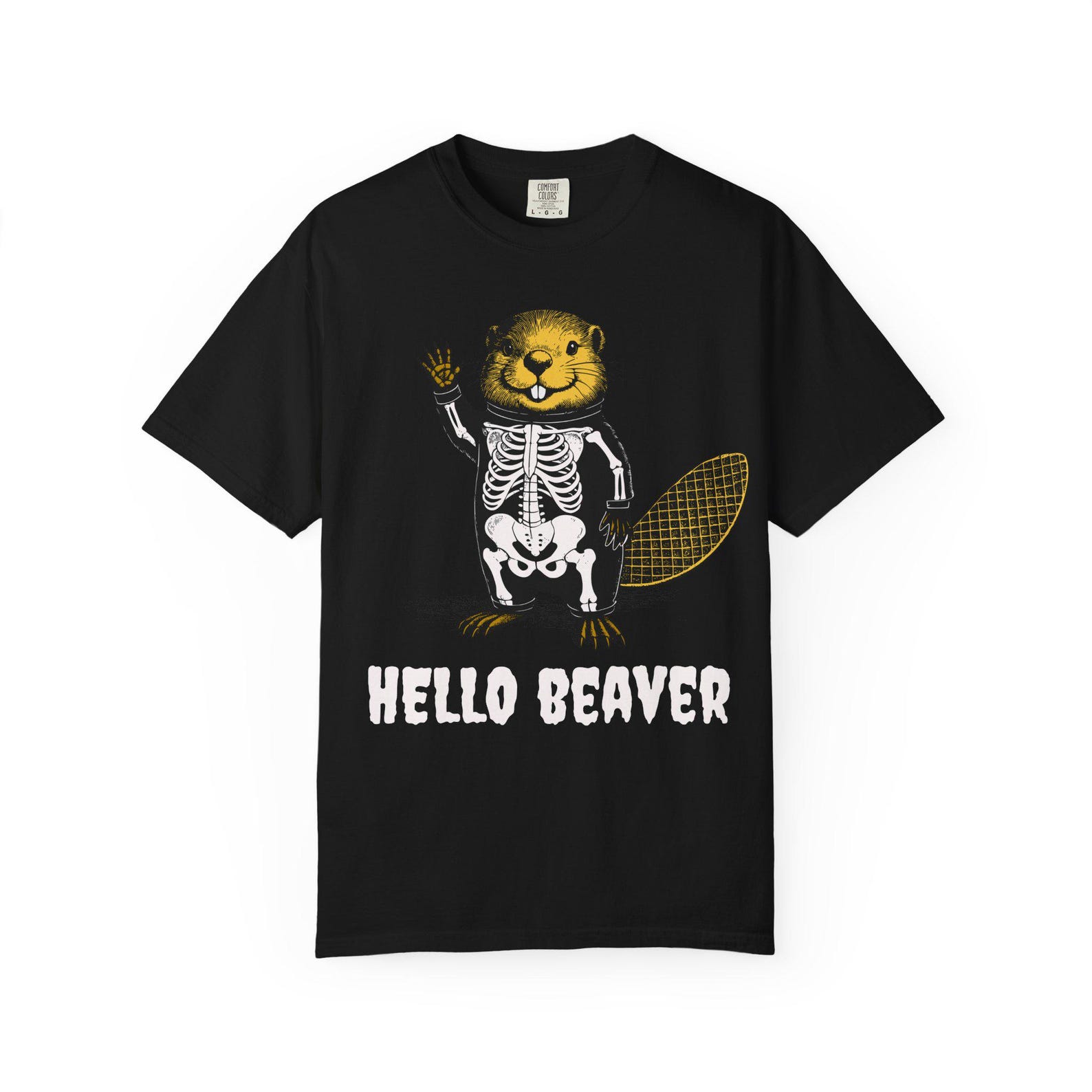 Skeleton Beaver T-Shirt: Funny Halloween Unisex Tee, Beaver Lover Gift S
