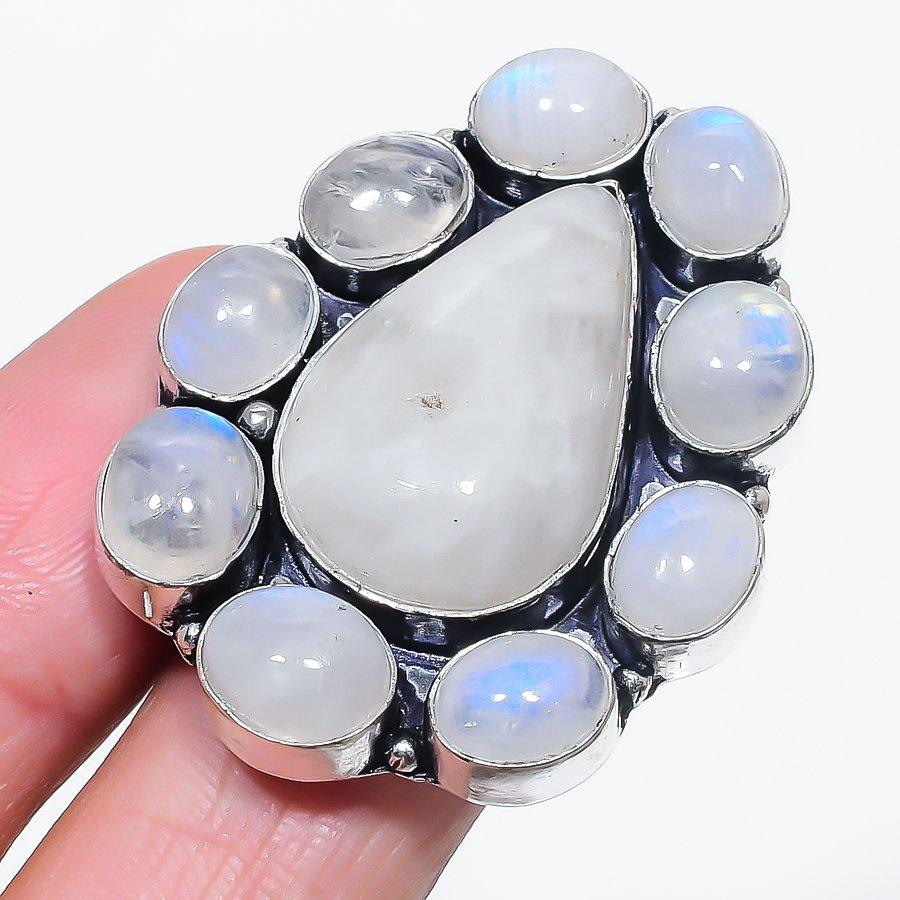 

Natural Moonstone Gemstone Handmade 925 Sterling Silver Jewelry Ring Size 8 y2Y26
