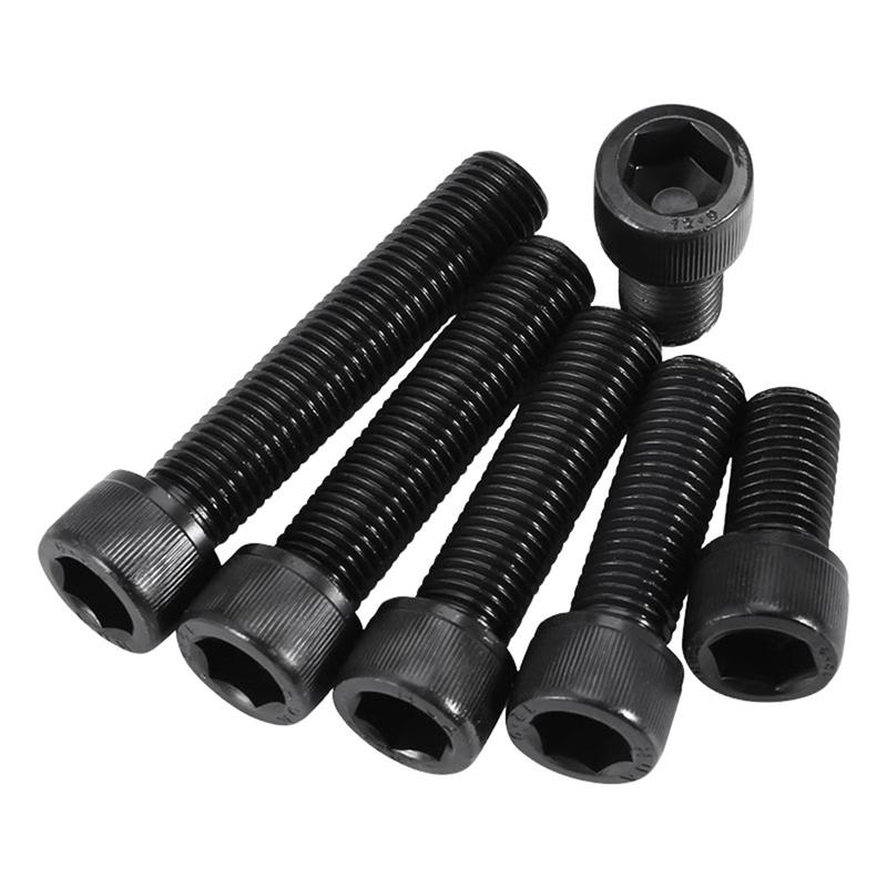 460pcs 12.9 grade black carbon steel knurled socket head cap screw set, DIN912 M3 M4 M5 M6 nuts and washers, for machinery.
