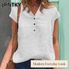 JPNTKY Women's Fashion Casual Solid Color Print Short Sleeve V-Neck Blouses & Shirts