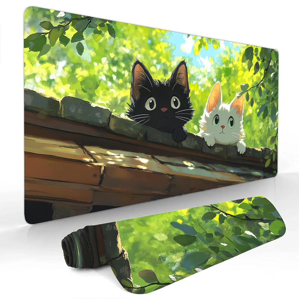 Anime Cat and Koi Fish Mouse Pad Desk Mat Large Computer Office Carpet xxl mousepad Gamer gaming pc accessories Keyboard Rug
