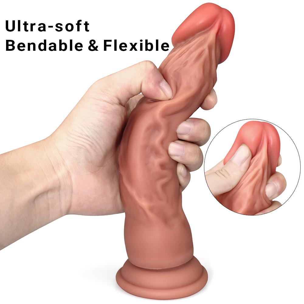 Big Soft Dildo Realistic Penis Double-layer Silicone Sex Toys Female Masturbator Suction Cup Dildos for Women Men