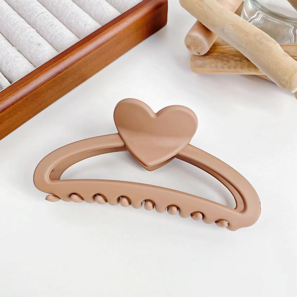 Milk Tea Color Large Hair Claw - Korean Style Fashionable Hollow Out Shark Clip for Women's Updos