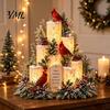 Christmas Cardinals Table Centerpiece Lighted Centerpiece, Memorial Red Bird Figurine, Light Up Tribute for Loss of Friend Ornament Home Mantel,