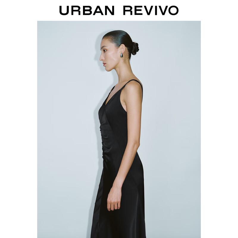 UR 2024 Summer Modern Pleated V-Neck Dress