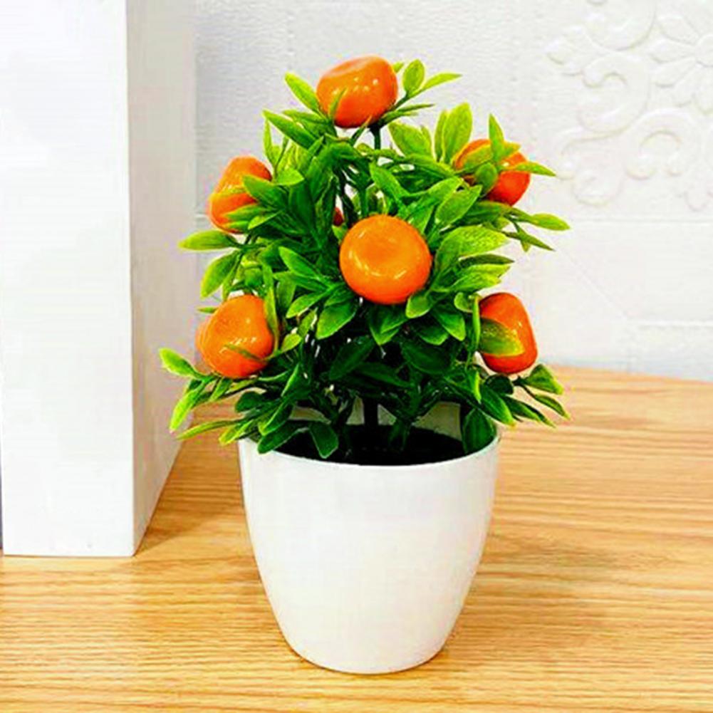 Artificial Fruit Bonsai Landscaping Artificial Fruit Bonsai Orange Pomegranate Fruit Tree Garden Decoration Fake Plant Flower