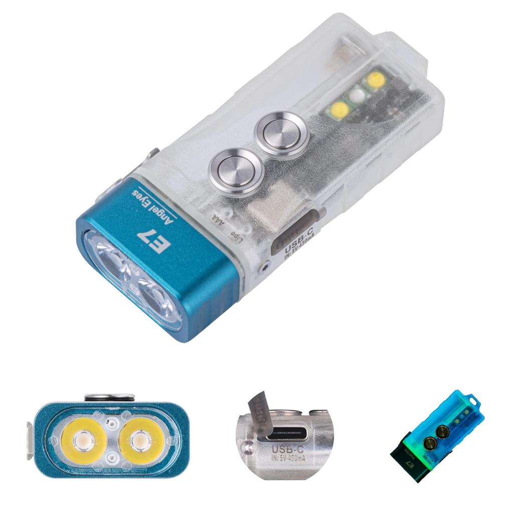 RovyVon E7 700 Lumen Compact Keychain Ultra Bright USB C Rechargeable Pocket EDC Flashlight with AAA Replacement Versatile Side Glow in the Dark