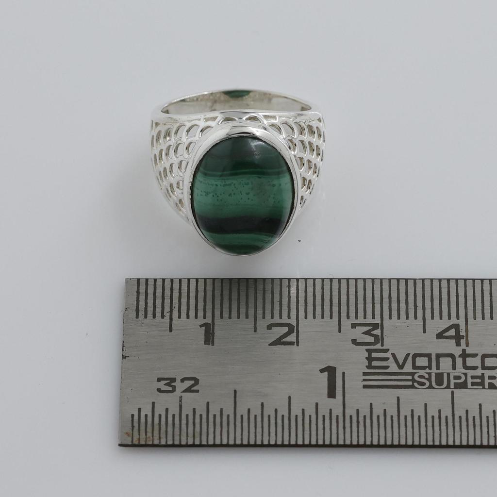 Malachite Gemstone Silver Ring, Pure 100% 925 Sterling Silver Fine Jewelry, Handmade Silver Ring, Unisex Ring Ar8928
