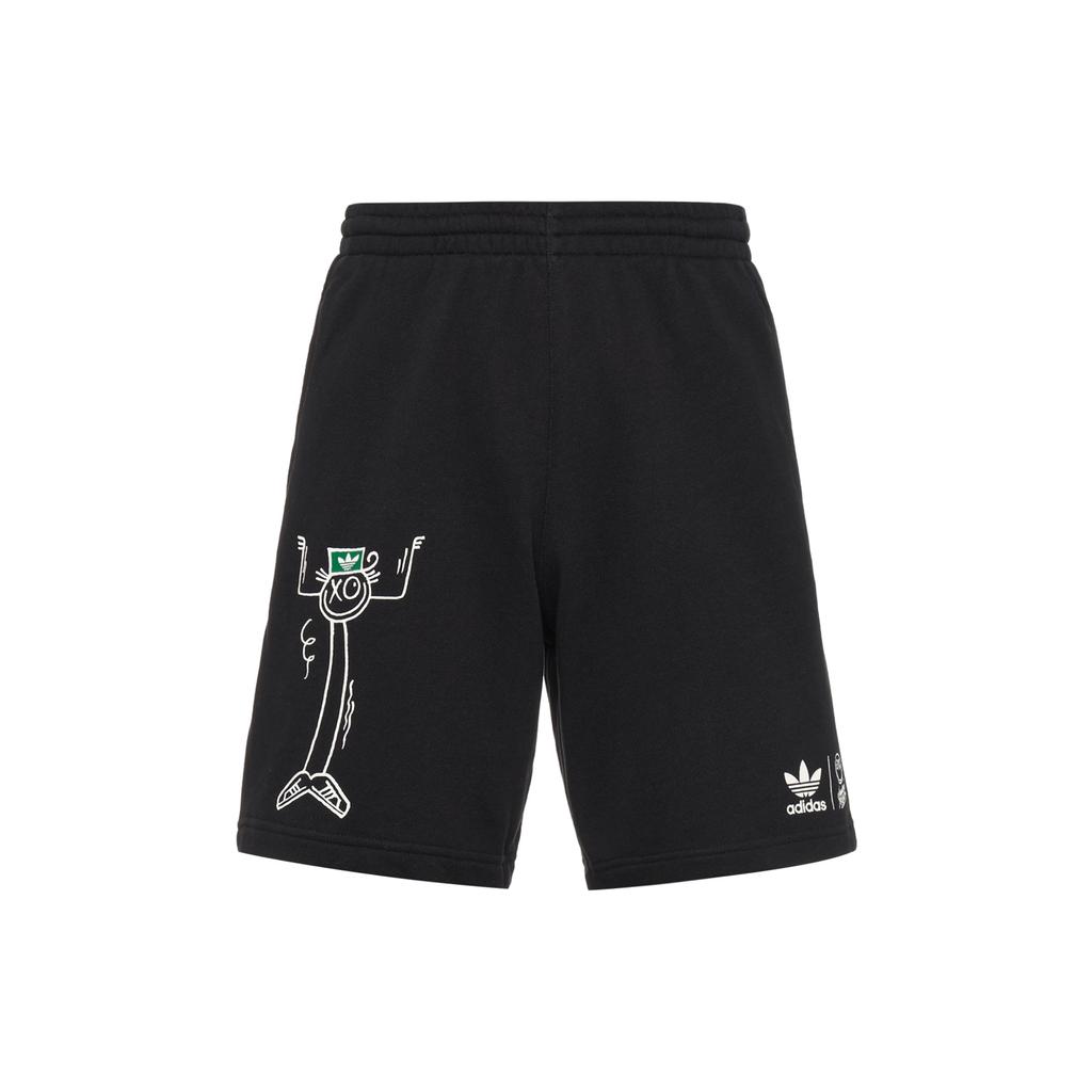 Adidas Originals Trefoil Cartoon Print Straight Shorts Men Shorts Black HR7111