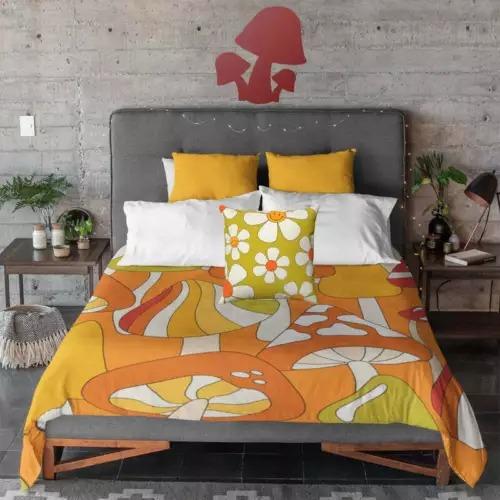 Psychedelic Mushrom Soft Duvet Cover Beding Set Decoration Gift Suitable for Children Young Boys Young Girls Plus Adult Peoples Soft Plus Breathable