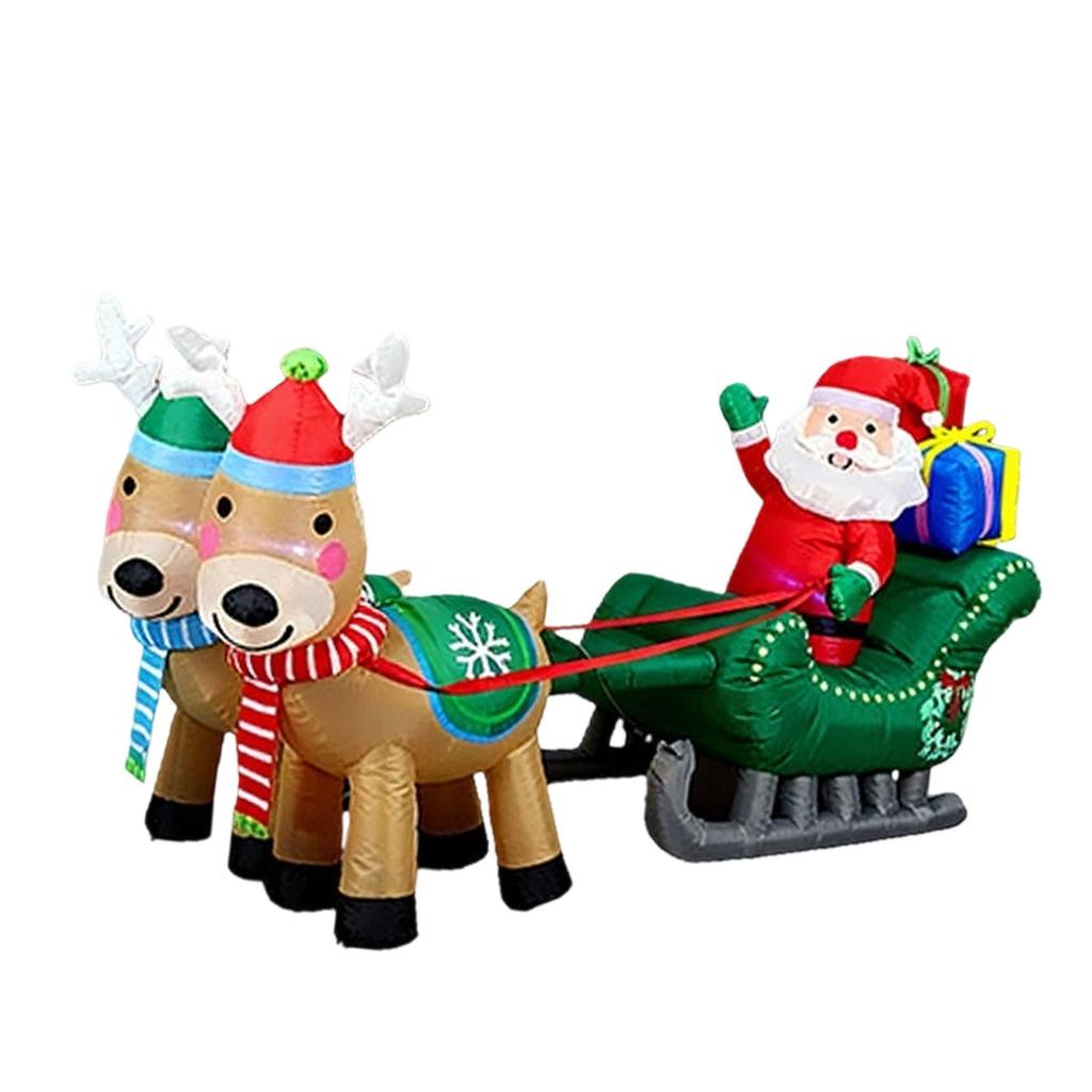 Christmas Inflatable Blow up Decoration Luminous 2.4M Funny Giant Weatherproof Santa and Sleigh for Lawn Mall Winter Plaza
