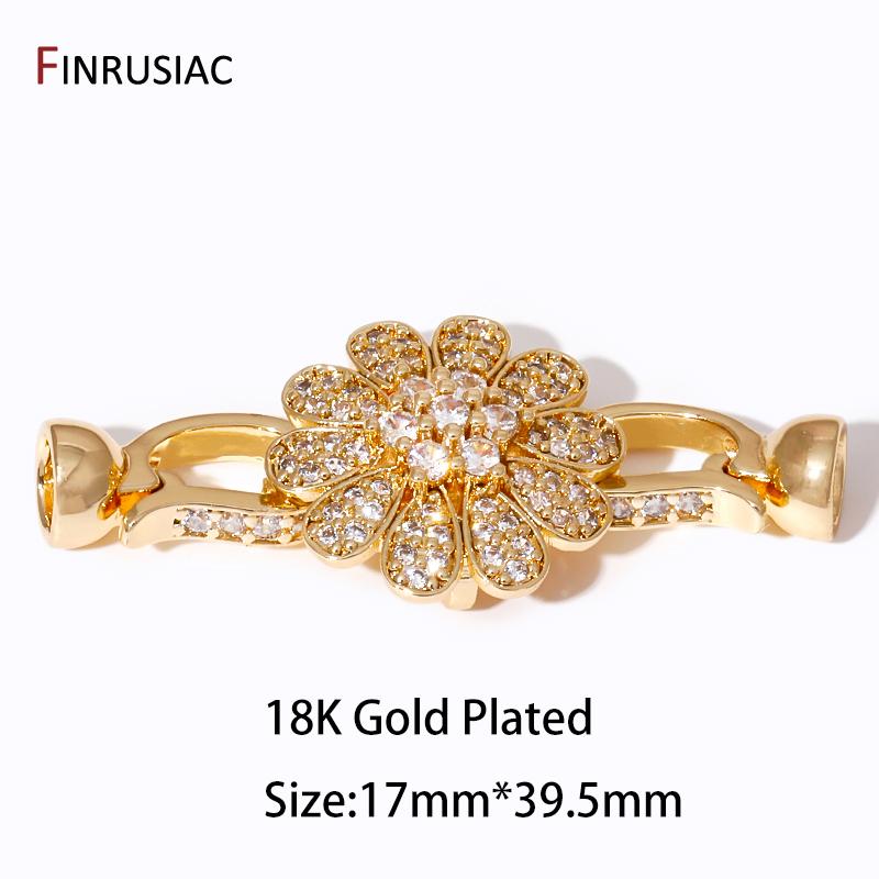 

18K Gold Plated Handmade Flower Fastener Closure Lock Clasps Accessories For DIY Women Beads Pearls Jewelry Making Supplies 1 piece