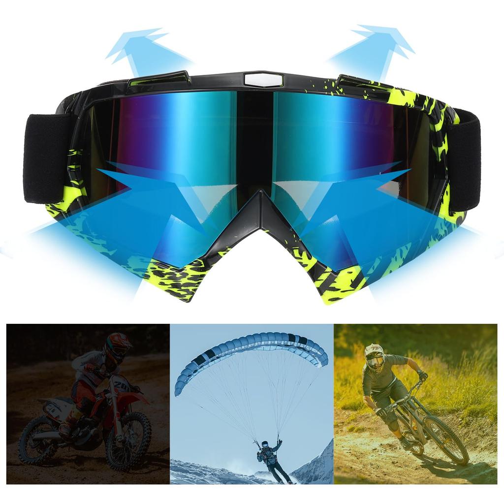 Dirt Bike Motorcycle ATV Ski Racing Helmet for Mountain Ski Yellow Black with Colorful Lenses [PATIKIL] Goggles, Goggles, Goggles, Goggles, Goggles,