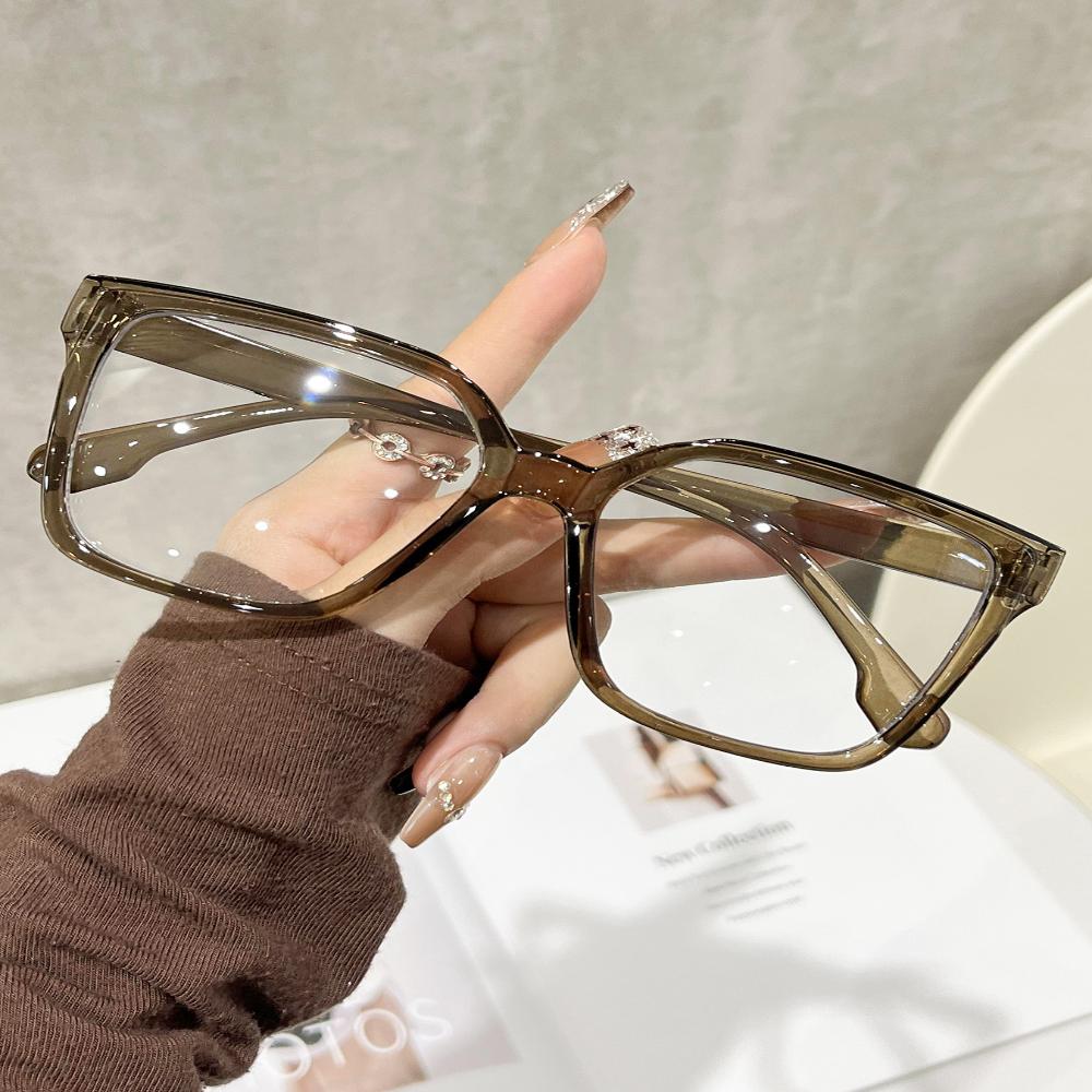Fashion Leopard Print Eyewear Aesthetic Oversized Frame Clear Lens Specs Classic Square Optical Glasses Acetate Material