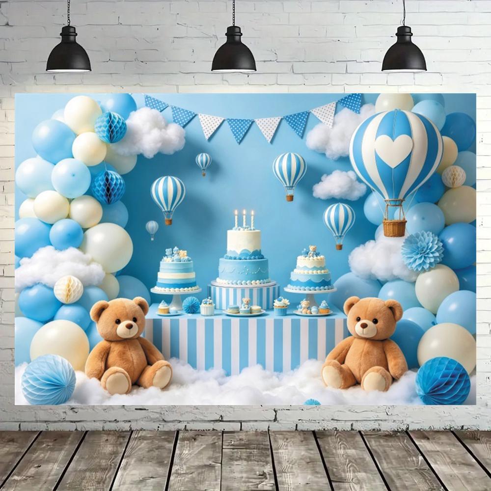 Teddybär Baby Geburtstagsparty Dekoration Fotohintergrund Babyparty Banner Kuchen-Zertrümmerung Foto Hintergrund Studio Requisiten