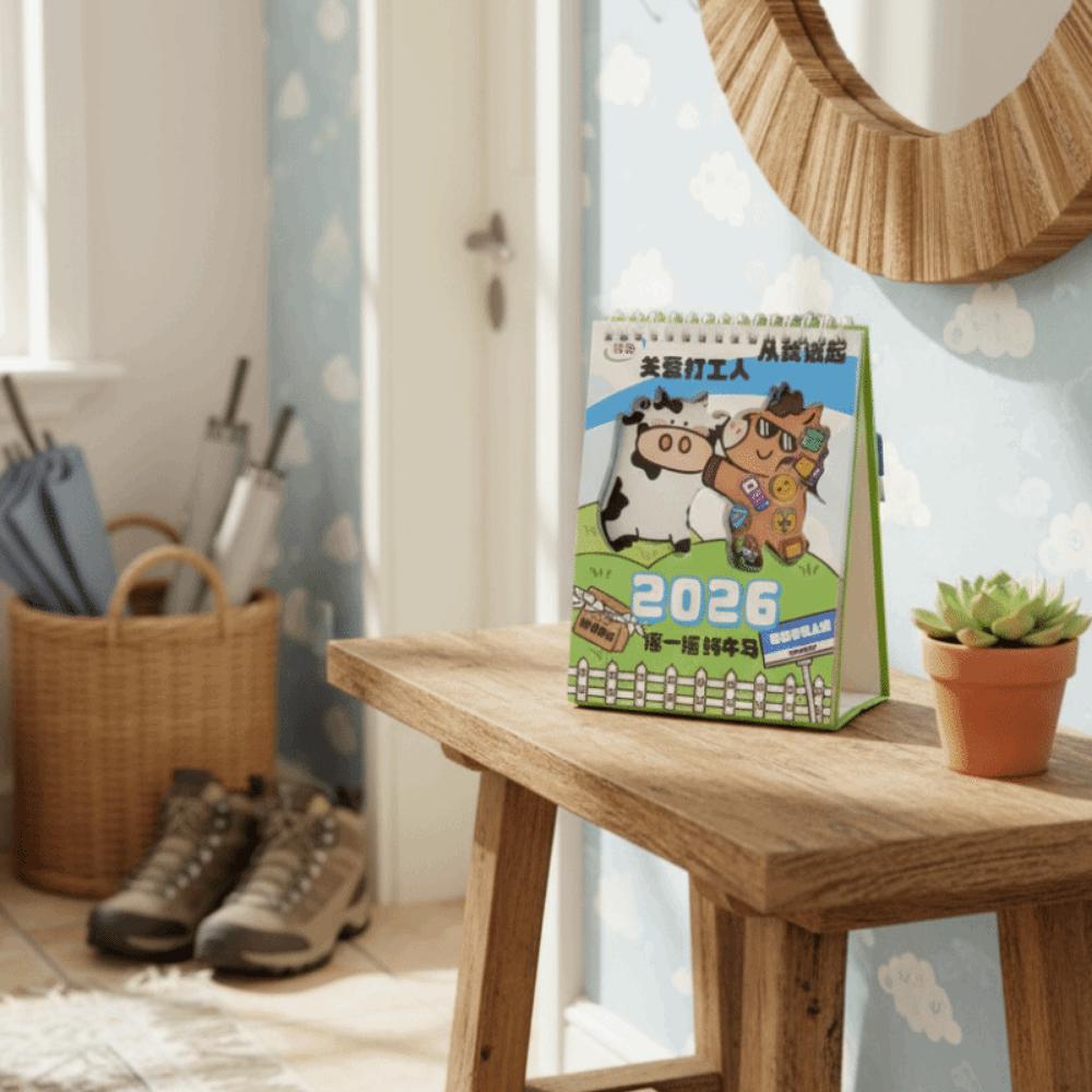 Double Coil Flip Calendar Cartoon Monthly Planner Creative Schedule Planner New Year Gifts