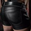 2024 European & American Solid Color PU Men's Casual Super Short Leather Pants