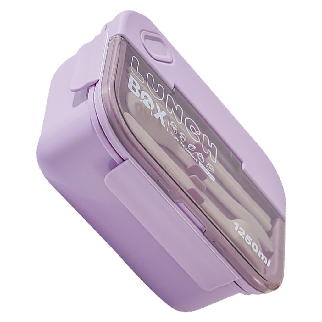 Lunsjboks med 3 rom 1250ml Lilla Lekkasjesikker PS PP Silikon Mikrobølgeovnsikker Bento Lunsjboks for Kontoret