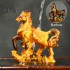 Escultura de resina para mascota de té con forma de caballo que cambia de color, adorno de caballo con base de símbolo de dinero de alta temperatura, decoración del hogar para la ceremonia del té, exhibición de riqueza