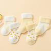 5Pair Newborn Baby Socks Winter Fleece Lined Thickened Sole Soft Cotton Loose Cuff Infant Floor Grip Socks for Crawling Comfortable Warm Footwear