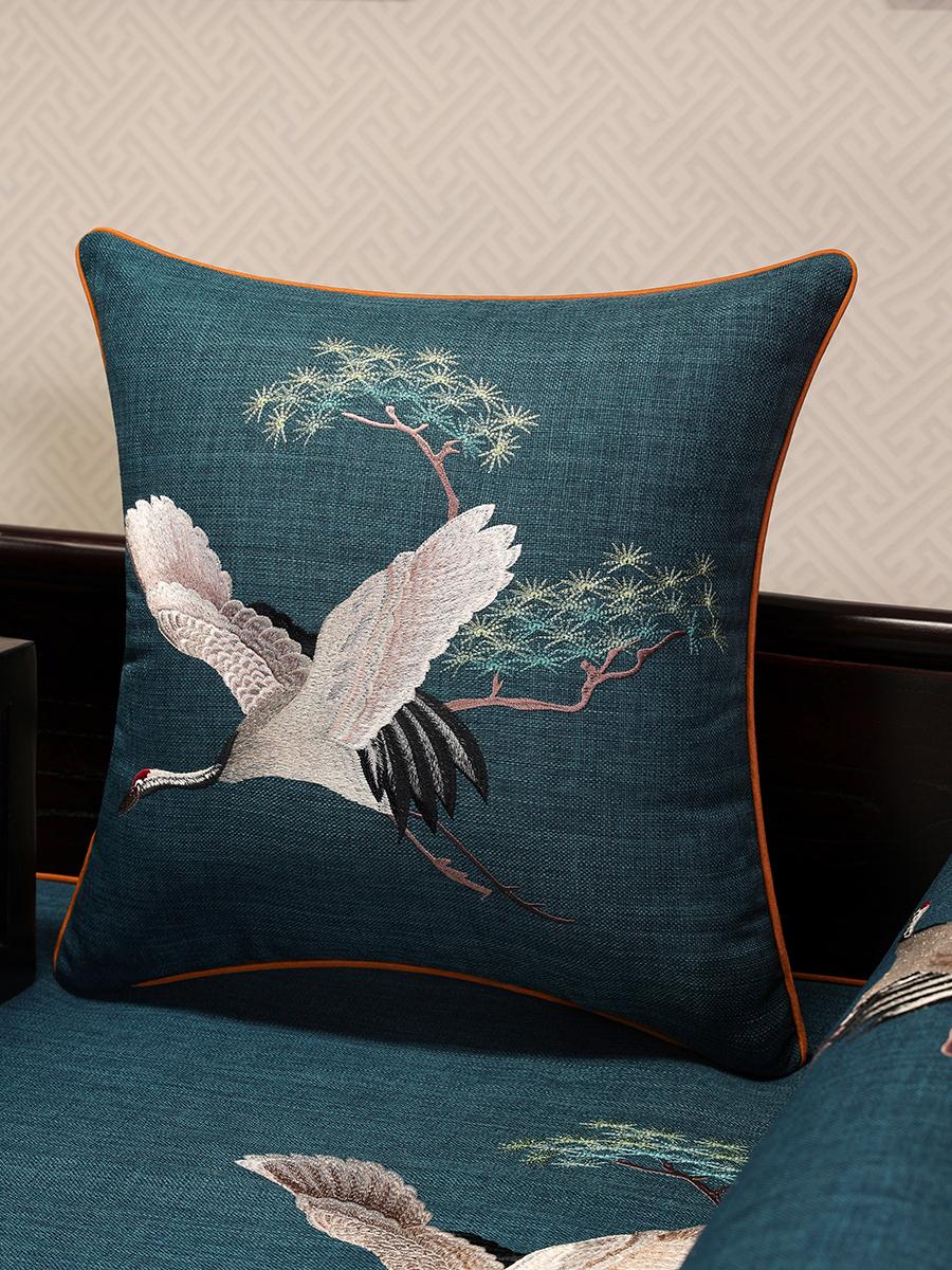 Katoen Linnen Kussenhoes Appelbloesem Vogel Borduurwerk Sierkussenhoes Decoratieve Hoezen Voor Woonkamer Bank Huisdecoratie 40x60cm