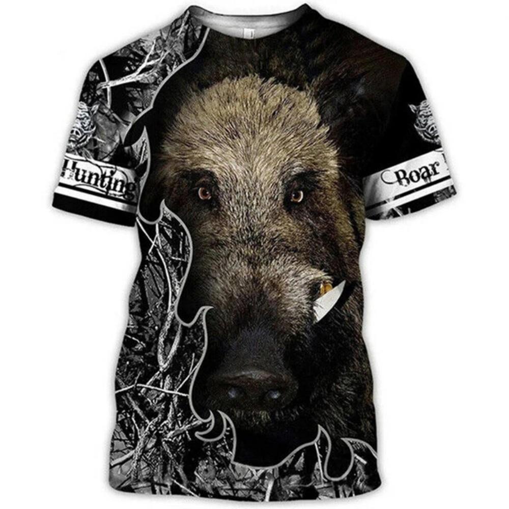 Boar Hunting Pattern Polo Shirt, Outdoor Hunting Casual Top for Hunting Enthusiasts