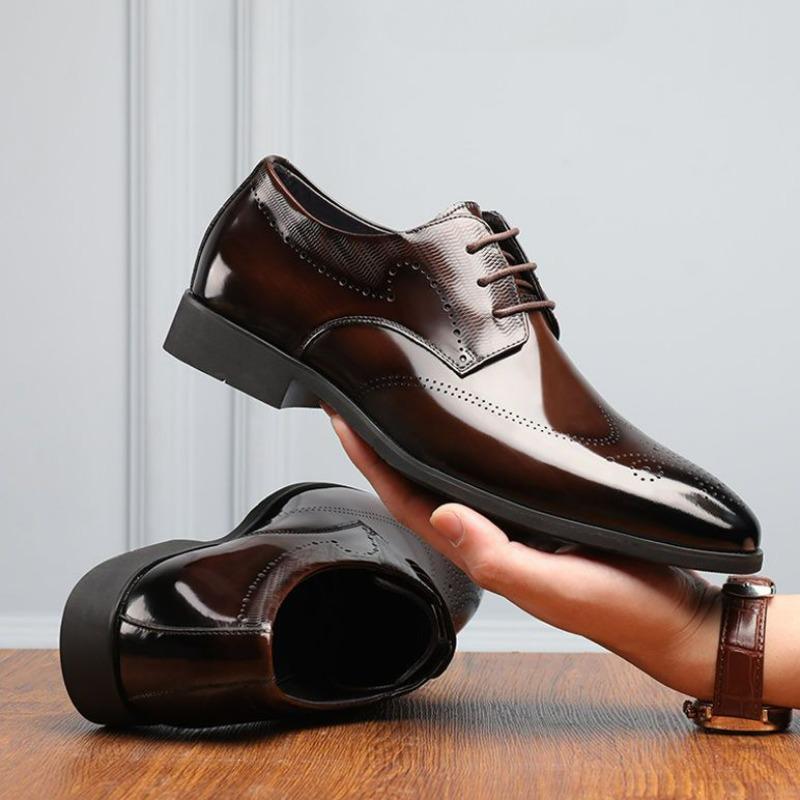 New Men Split Leather Shoes Rubber Sole Man Business Office Male Casual Dress Shoes Genuine Leather Wedding Party Shoes Men Shoe