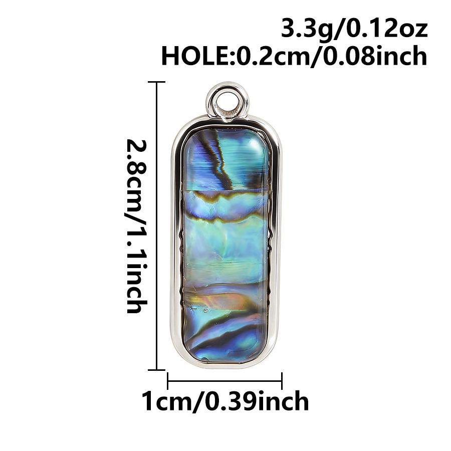 3pcs Geometric Charm Real Abalone Shell Stainless Steel Pendants For Jewelry Making Supplies Rectangle Round Pendant DIY Finding