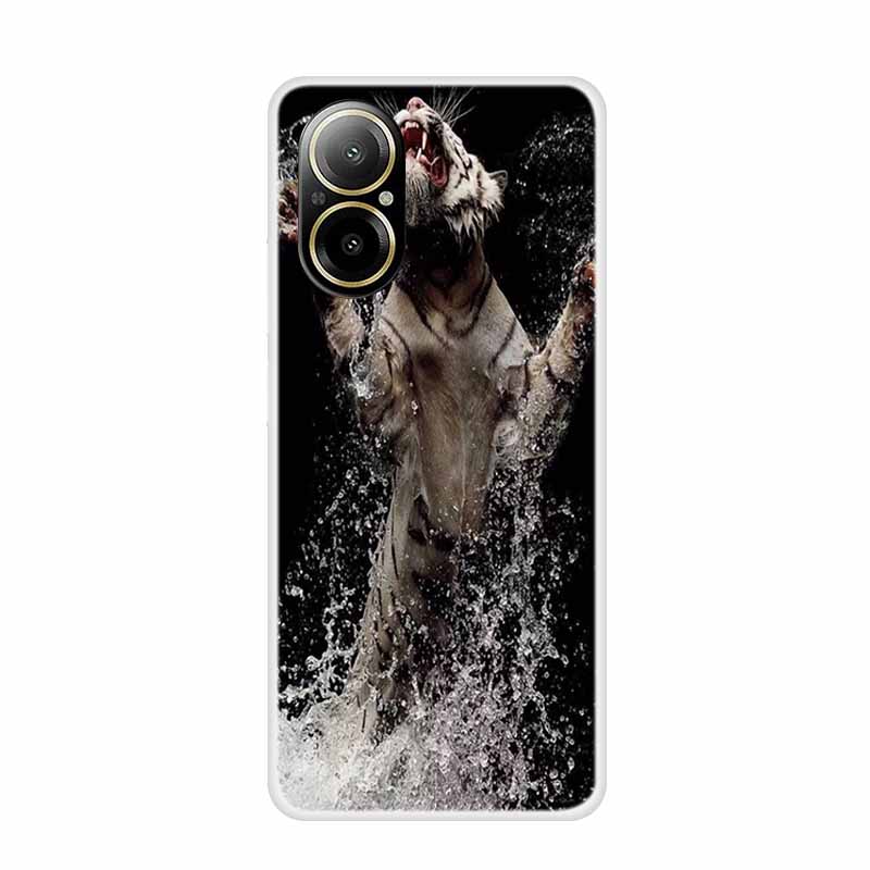 Soft Case For Realme C67 Painting Animals Luxury Silicone Phone Cover for Realme C 67 Protector Transparent Shell Clear Cases