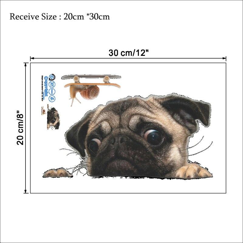 Funny 3D Dog Peeking Snail Wall Sticker Bathroom Living Room Decorations Art Decals Cute Animal Toilet Stickers for Home Decor