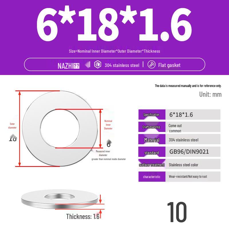 Thickened 304 Stainless Steel Flat Washer Spacer (M4-M8)