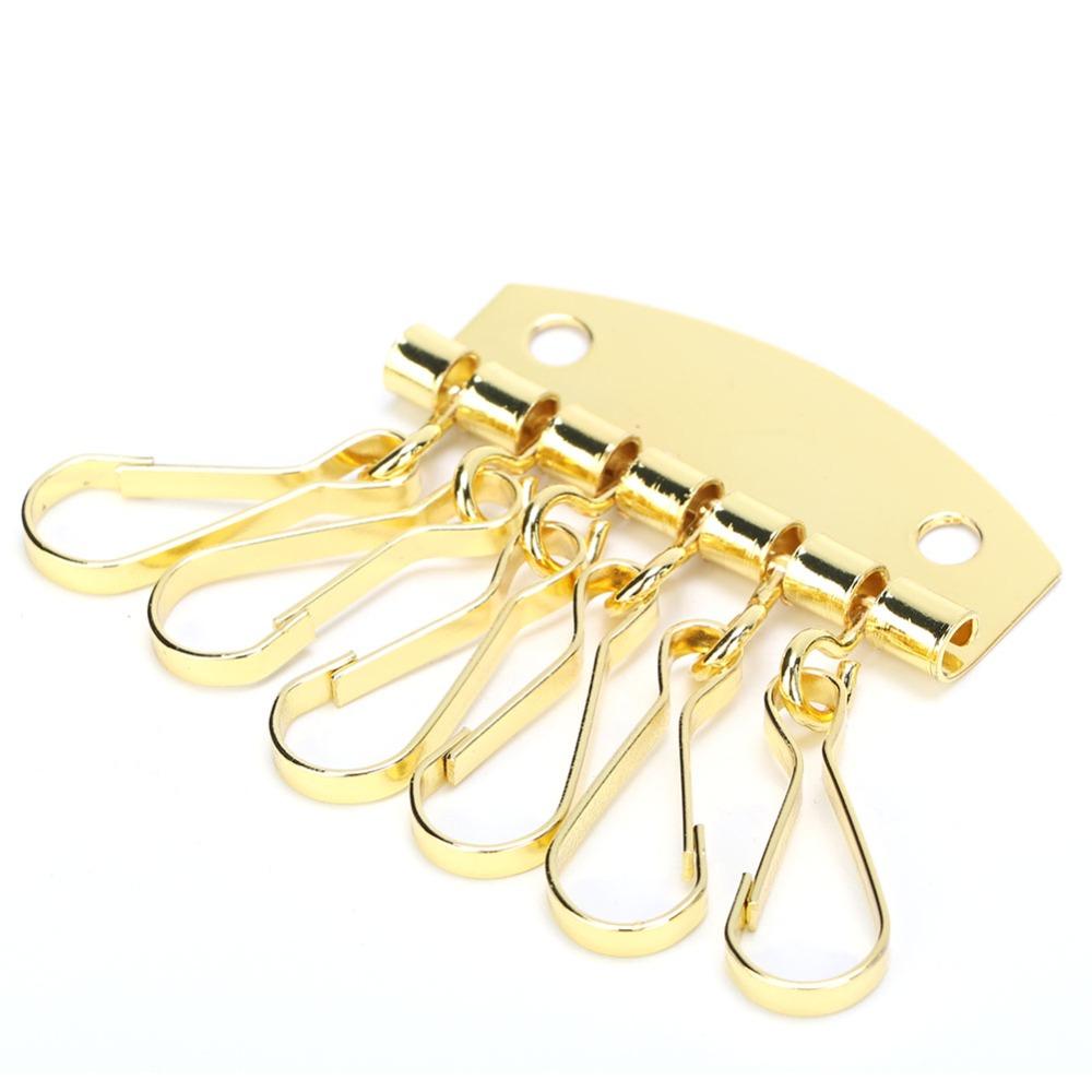 6 Hooks Clasp Clip Leather Keychain Gold/Bronze Color Key Row Wallet  For DIY Crafting